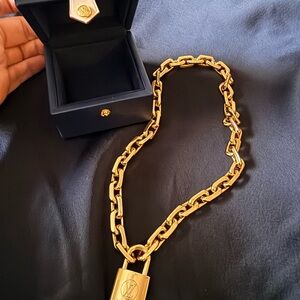 Louis Vuitton Gold Lock Statement Necklace
